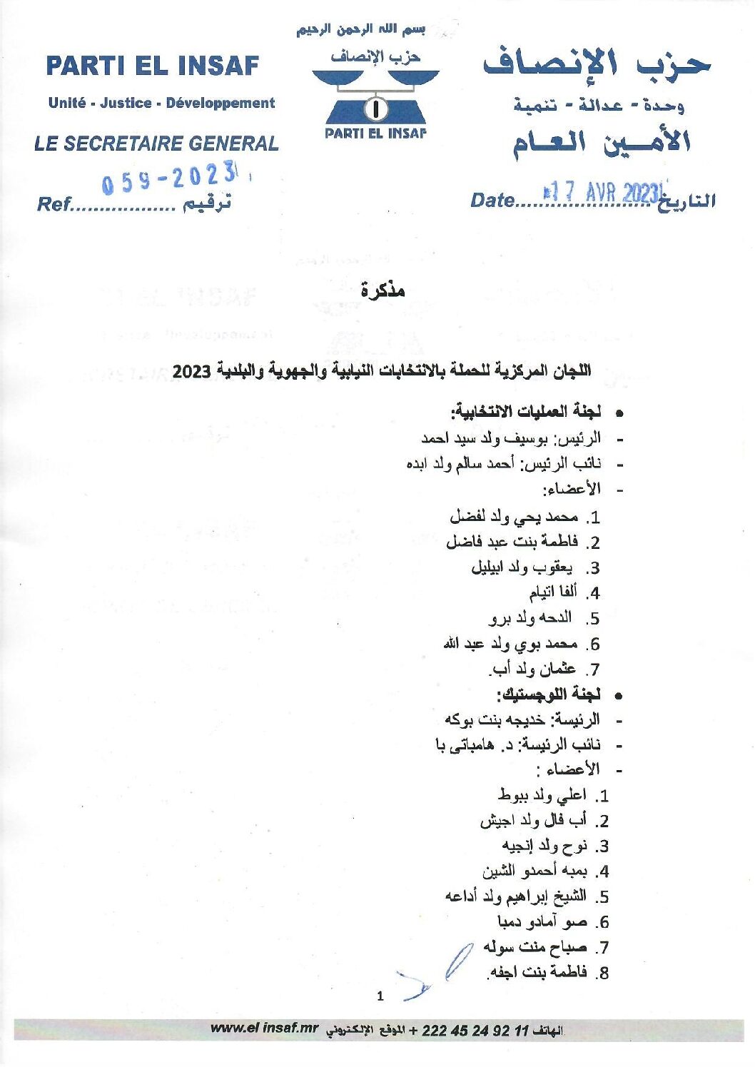صورة اللجان المركزية للحملة بالانتخابات النيابية والجهوية والبلدية 2023